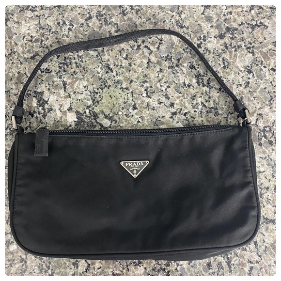 Prada Handbags - Authentic Prada Black Nylon "vela" Pochette Bag